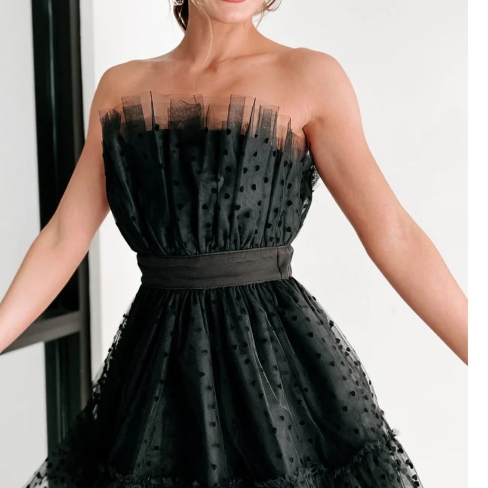 Women's Dress Main Strip Black Tulle Heart Dress / L